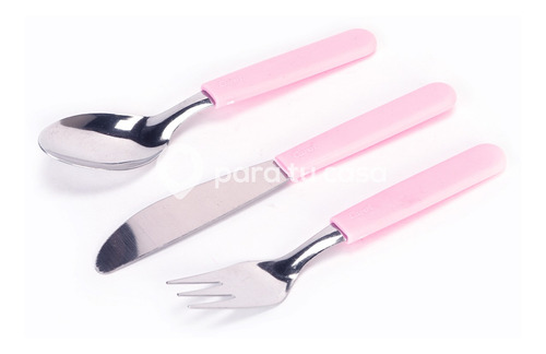 Set X3 Cubiertos Bebé Infantil Plástico Acero Inox Carol