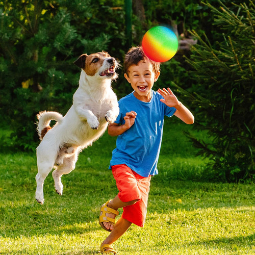 Pelotas Inflables Goma Niños Diseño Arcoíris 22cm 4 Unidades