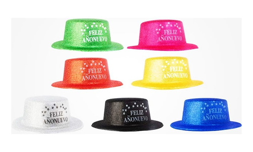 Sombrero De Copa Feliz Año Nuevo Multicolores X12