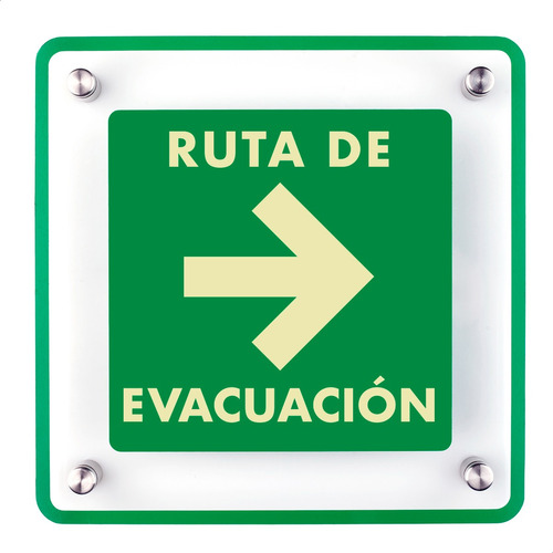 Letrero Acrílico Ruta De Evacuación Flecha Derecha