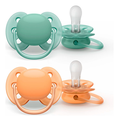 Philips Avent Ultra Soft 4 Chupones De 0-6m Verde / Naranja Período De Edad 0-6 Meses
