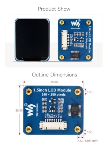 Waveshare Módulo De Pantalla Lcd De 1.5 Pulgadas,