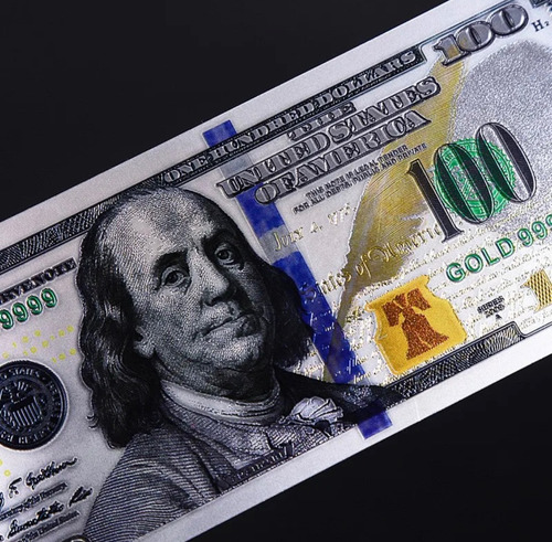 20 Billetes 100 Dolares Plastificado Oro Y Plata
