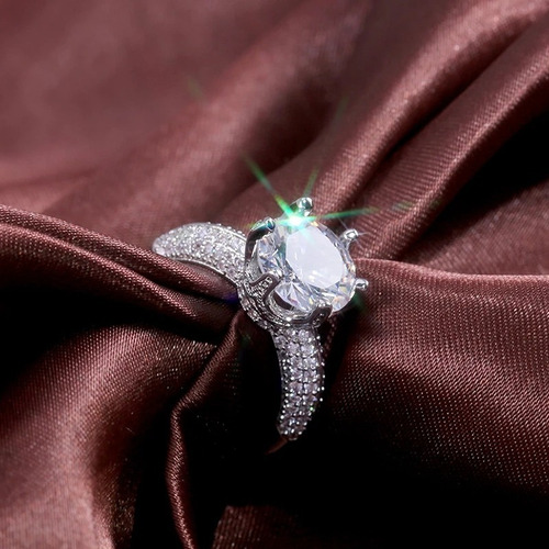 Jz Anillo De Compromiso Con Solitario De Circonita Chapado