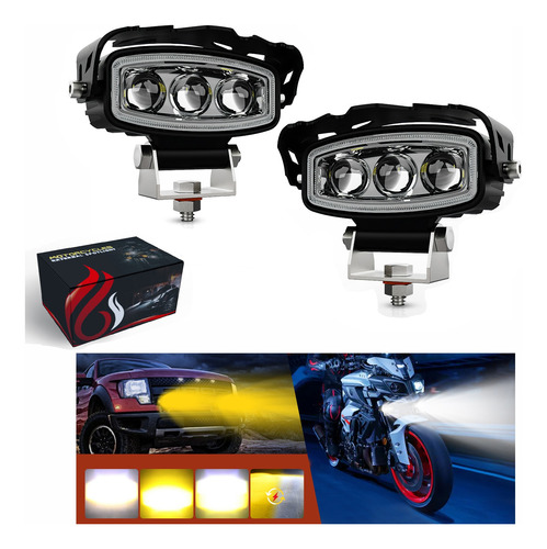 Par Faros Auxiliares Led De Lupa 4 Modos 160w Para Auto Moto