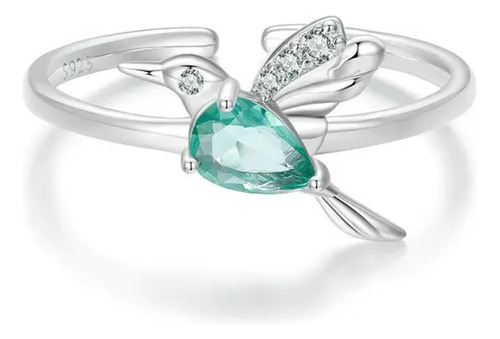 Anillo Ajustable Ave Colibrí Cristal Swarovski Plata S925 