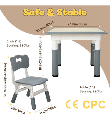 Funlio Juego De Mesa Y 4 Sillas Para Niños Juego De Mesa Y