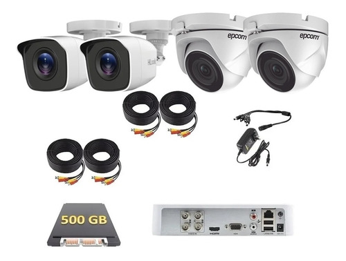 Kit Video Vigilancia 4 Cámaras Hd 720p Cctv 500gb Bala Domo