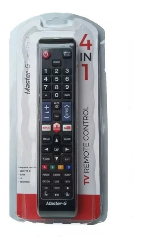 Controle remoto universal Master-g para TV multimarca 4 em 1