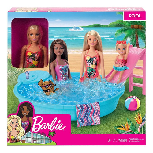 Barbie + Piscina Muñeca Original Mattel Juego Verano 2m