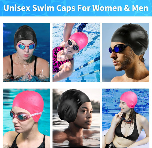 Gorro De Natación De Silicona Protección Para Los Oídos Rosa