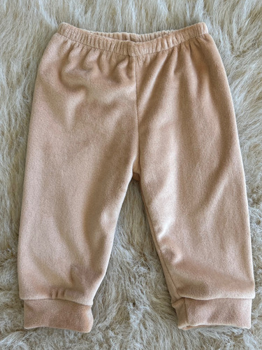 Conjunto Plush Campera Con Capucha Y Pantalon Bebe Invierno Marrón Claro 9-12 M