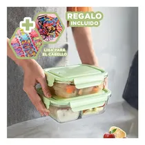 Comprar Pack4 Fiambrera De Vidrio Para Alimentos Con Tapa Verde
