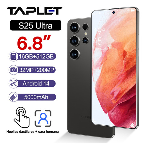 S25 Ultra Taplet Dual Sim 16gb Ram 512gb Rom 2025 El Más Popular Smartphone Android 14 5g Wifi Súper Barato Celular Desbloquea Batería Larga Duración Negro