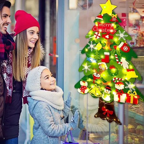 Árvore De Feltro De Natal Com Luzes Led Decoradas Para | Parcelamento sem  juros