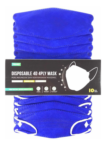 Imagen 4 de 7 de Cubrebocas Kf94 Mascarilla 4d Maxima Proteccion 4capas 10pzs
