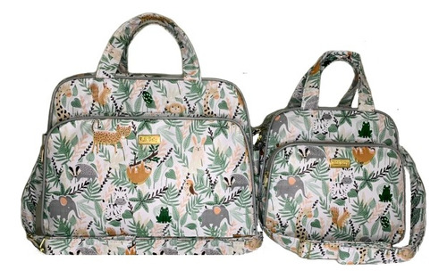 Kit Bolsa Bebê Passeio Neném Desenho Safari _2 Peças