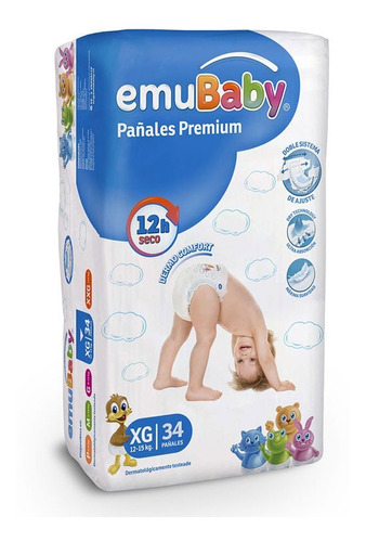 Pañales  Emubaby Premium - Talla Xg - 34 Uds. 