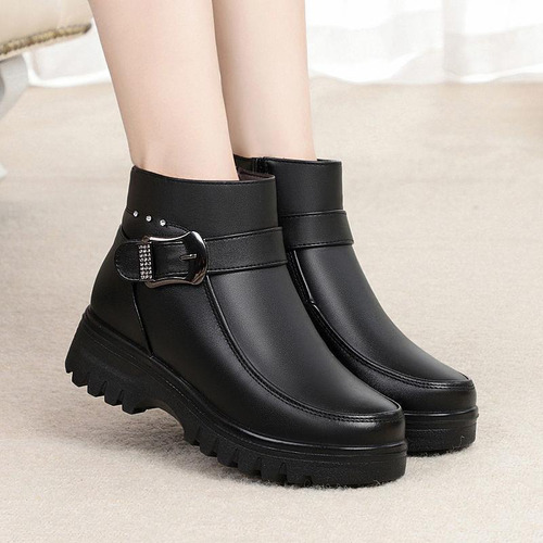 Botas De Nieve Para Mujer Cálidas Botas De Cuero De Felpa