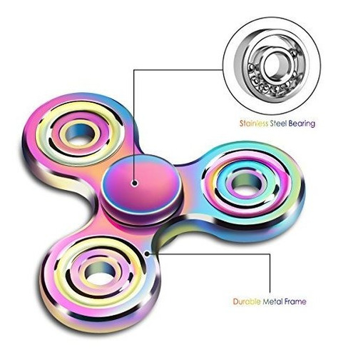 Fidget Spinner De Acero Inoxidable Color Tornasol Antiestres