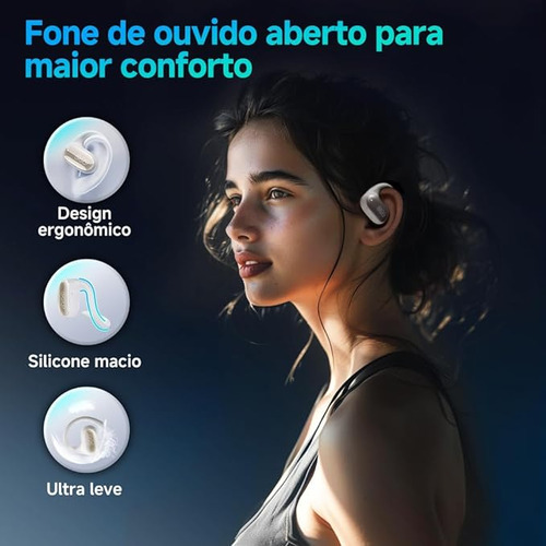 Audifonos Inalámbricos Qcy Crossky Gtr2 Open Ear Deportivos Bluetooth 5.4 Bass Boost 28 Horas De Reproducción Ipx5 Impermeable Conexión Multipunto Blanco