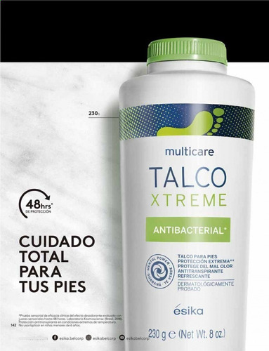 Talco Xtreme Para Pies Multicare Antibacterial Esika 230 Gr