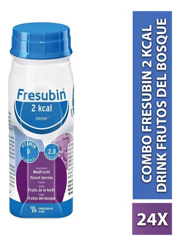 Suplemento de bebida Fresubin de 2 kcal 200 ml x 24 unidades de sabor de frutas silvestres