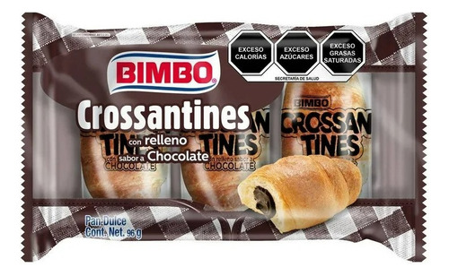7 Pzas Crossantines Crossantines Bimbo Con Relleno Sabor Cho