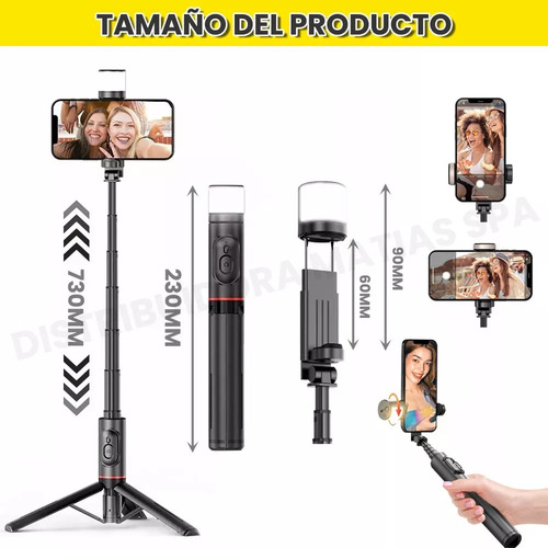 Selfie Stick Trípode Control Remoto Led Bluetooth