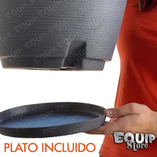 Imagen 2 de 7 de Combo 2 Maceta Plastico Alta Grande Rotomoldeada 65 + Plato