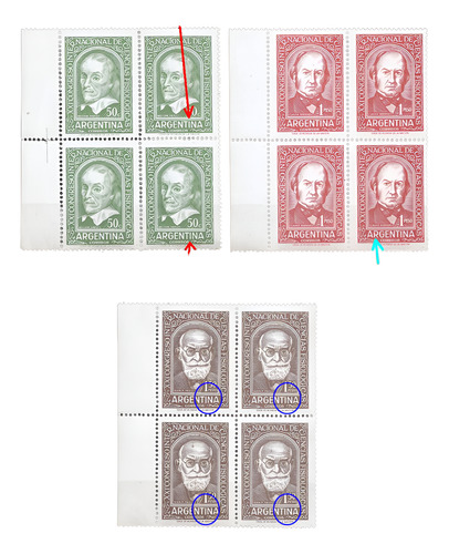 Argentina 598/0 Gj 1120/2 Mint Variedade Catalogadas E 767/8