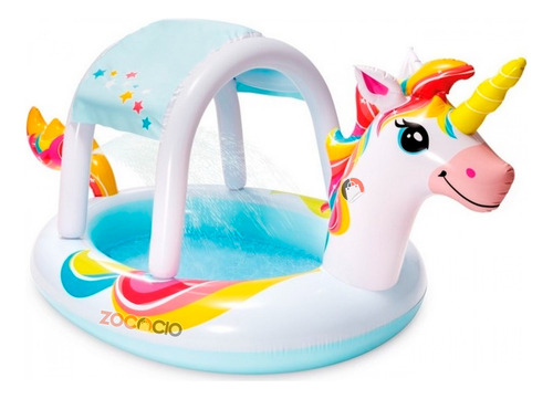 Piscina Inflable Unicornio Con Techo Y Rociador Intex