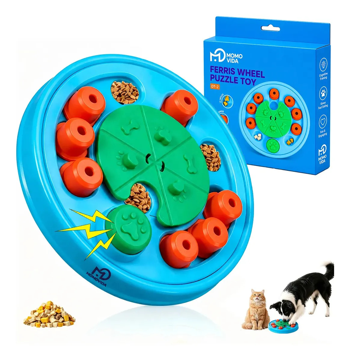Juguete Para Perro Con Sonido Dispensadores De Premios，Entrenamiento Cerebral Y Comedero Lento ,Juguete Perro Interactivo MOMOVIDA