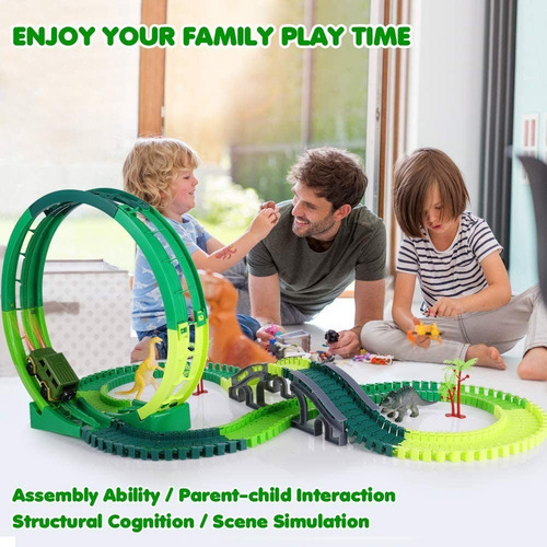 Imagen 6 de 8 de Niños Juguete Eléctrico Dinosaurio Rail Coche 184pcs