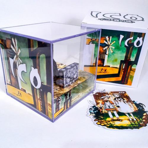 Diorama 3d Decorativo Ico E Yorda Cubo De Acrílico 9x9x9cm