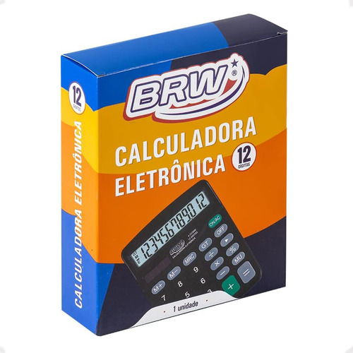 Calculadora Grande 12 Dígitos De Mesa Preta, Brw