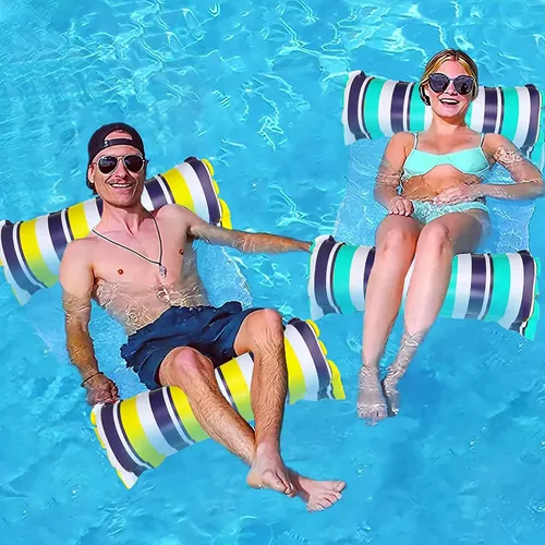 Pack De 2 Hamacas Acuáticas Inflables 4 En 1 | Colchoneta De Piscina Con Red Para Adultos, Sillón Y Tumbona Flotante Para Verano, Capacidad 120kg