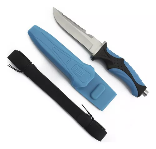 Cuchillo Para Buceo Con Funda Color Azul
