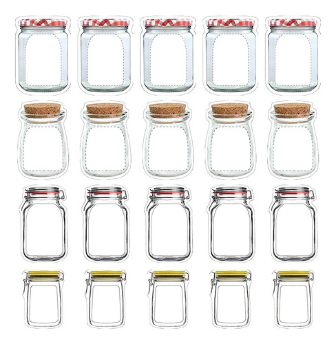 20 Pack Mason Jar Zipper Bags Almacenamiento De Alimentos Sn