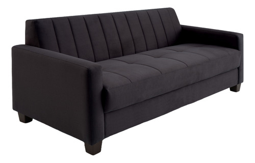 Sofá Fixo 3 Lugares 180cm Bilbao Preto Ej