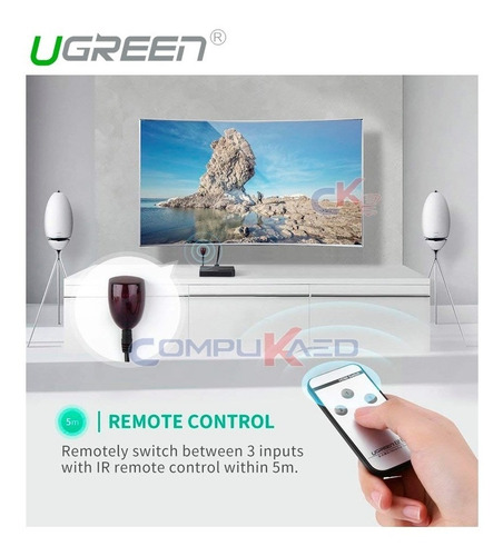 Switch Selector Hdmi 3x1 3 Entradas A 1 Salida Ugreen 2k 4k