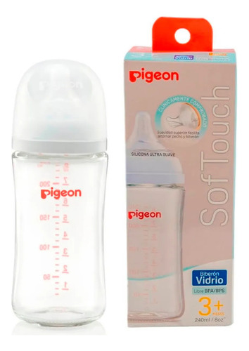 Mamadera De Vidrio Pigeon 240 Ml Color Transparente