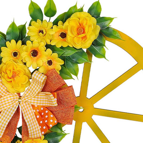 Corona De Primavera Para Puerta Delantera, Rueda De Madera,