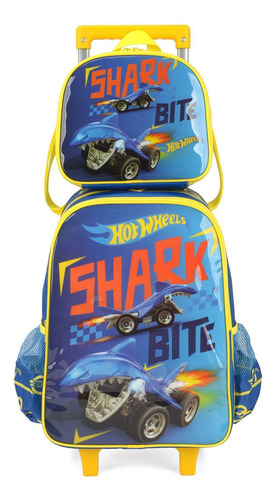 Kit Mochila De Rodinhas E Lancheira Luxcel Hotwheels Amarelo