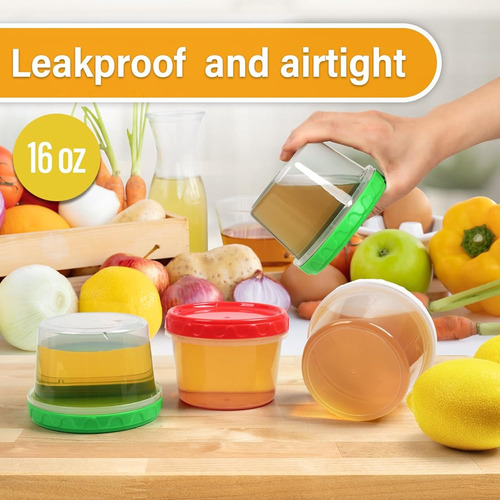Contenedores Plásticos Apilables 16 Oz Con Tapa - Sin Bpa
