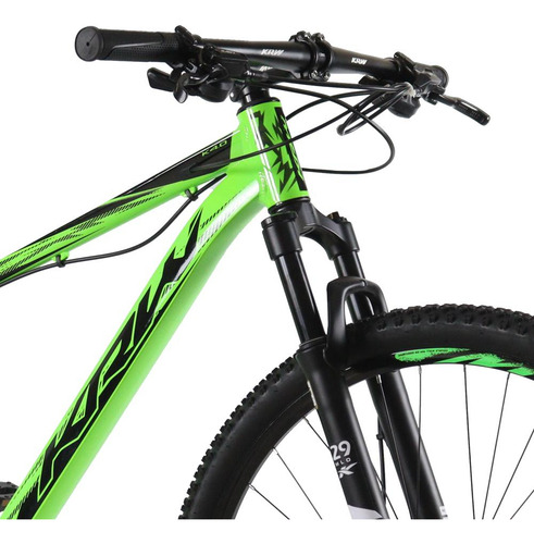 Bicicleta Aro 29 Krw Alum 27vel Shimano Acera Hid Trava Kr10 Cor Verde/preto
