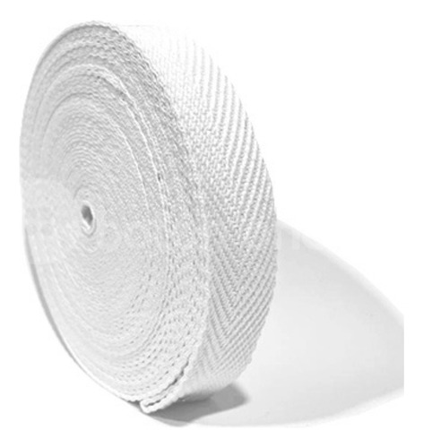 Cinta Mochilera De Algodón Blanco 30mm Por Rollo 10 Metros. Liso