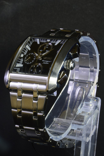Reloj Seiko Sna769 Chronograph 100m Malla Acero Plateado Plateado Negro