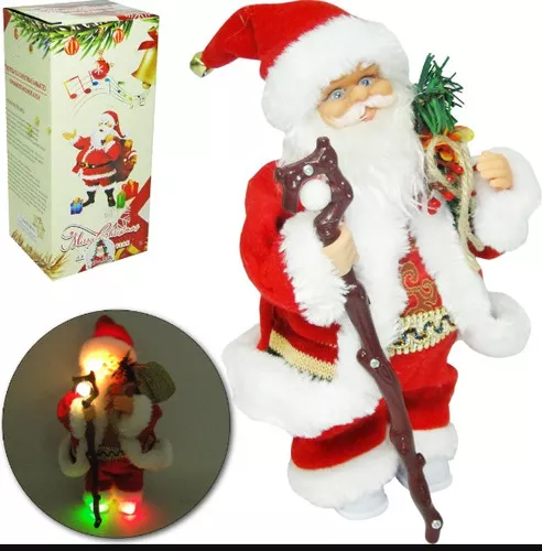 Papai Noel Musical com Roupa e Cajado Pilha