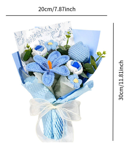 Ramo De Punto De Crochet Bouquet Bouquet Con Envoltura, Flor